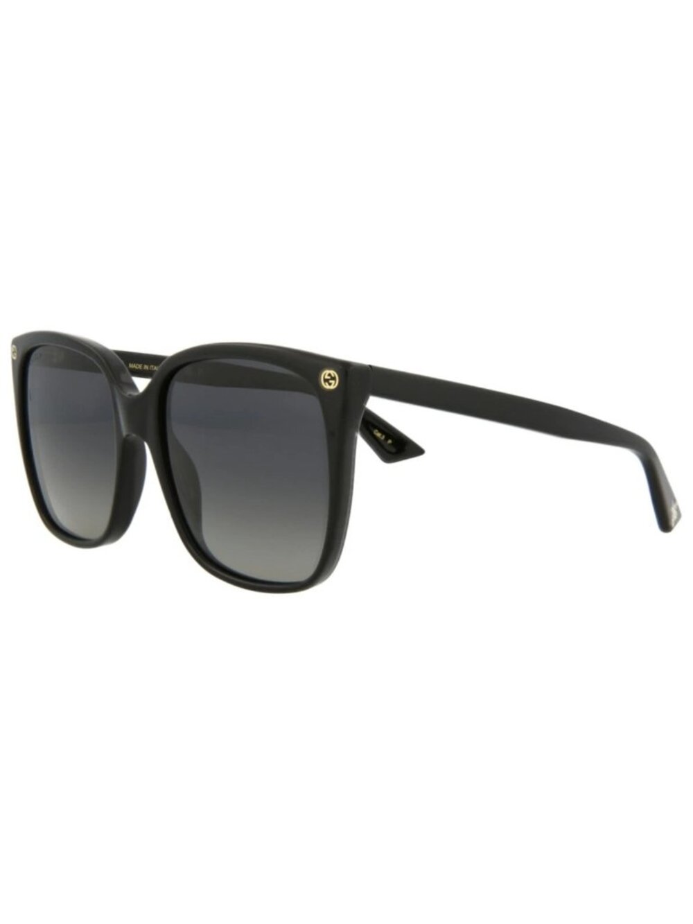 New Gucci Women's Sunglasses Square Rectangle Acetate Frame Black Black Grey